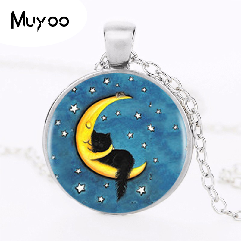 Women Jewelry Accessories For Black Dress - Black Cat Logo Pendant Necklace Handmade