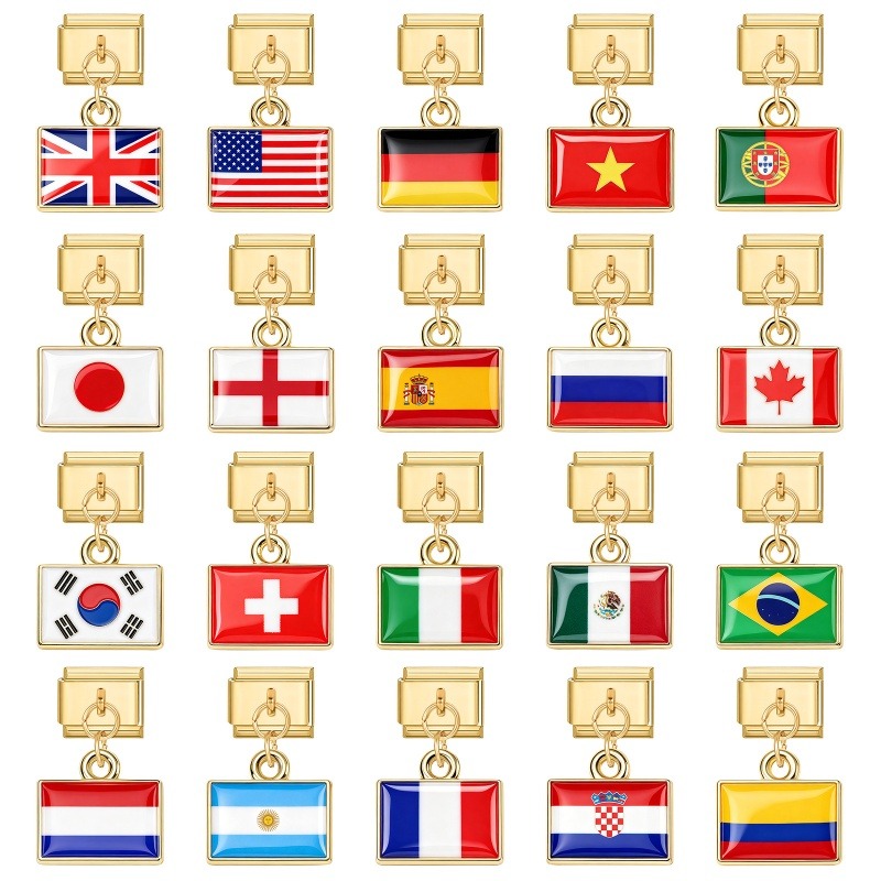 Women'S Accessories Manufacturers - 1Pcs 9×10mm Colorful World Flag Pendant