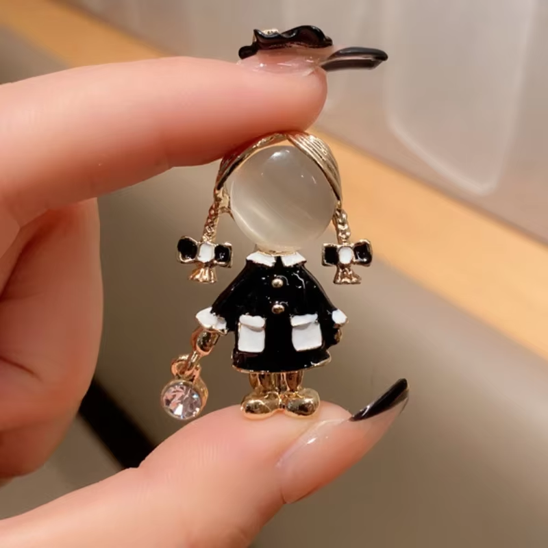Women Jewelry Accessories For Black Dress - Exquisite Cute Little Girl Black Enamel