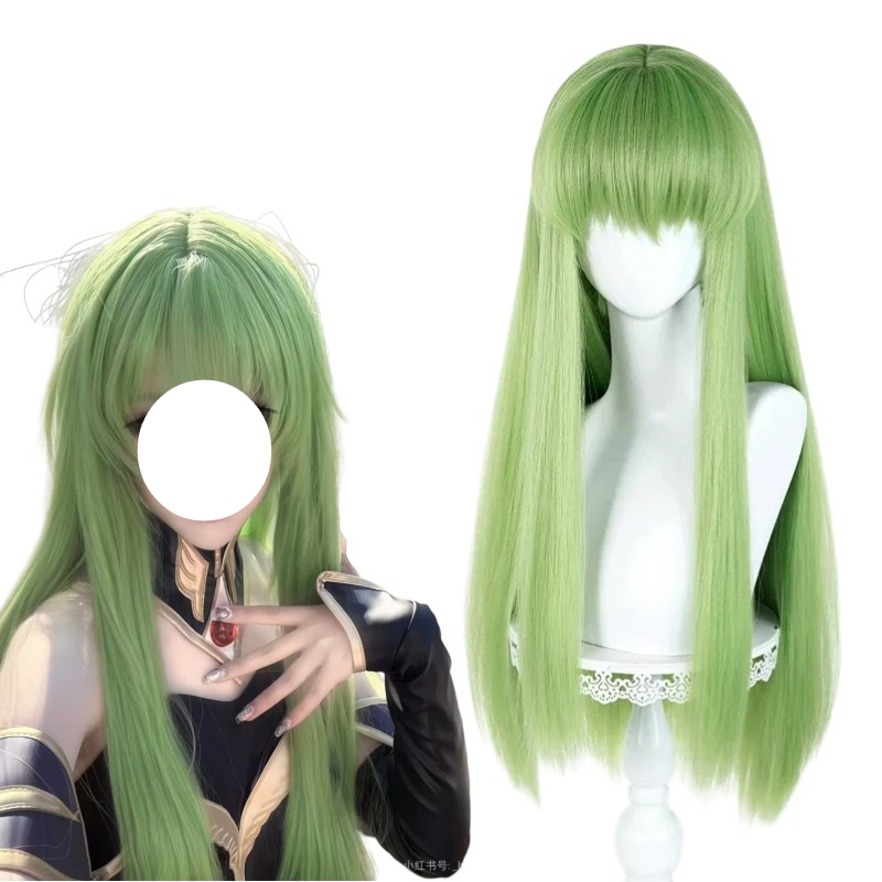 Women Accessories Aesthetic - Anime CC Cosplay Green Wig Long