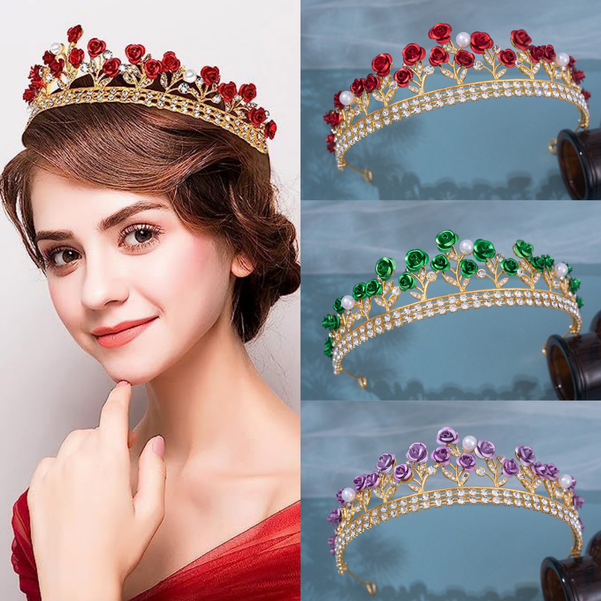 Women'S Accessories Jewelry - Baroque Ceramic Bridal Crown Rhinestone Prom