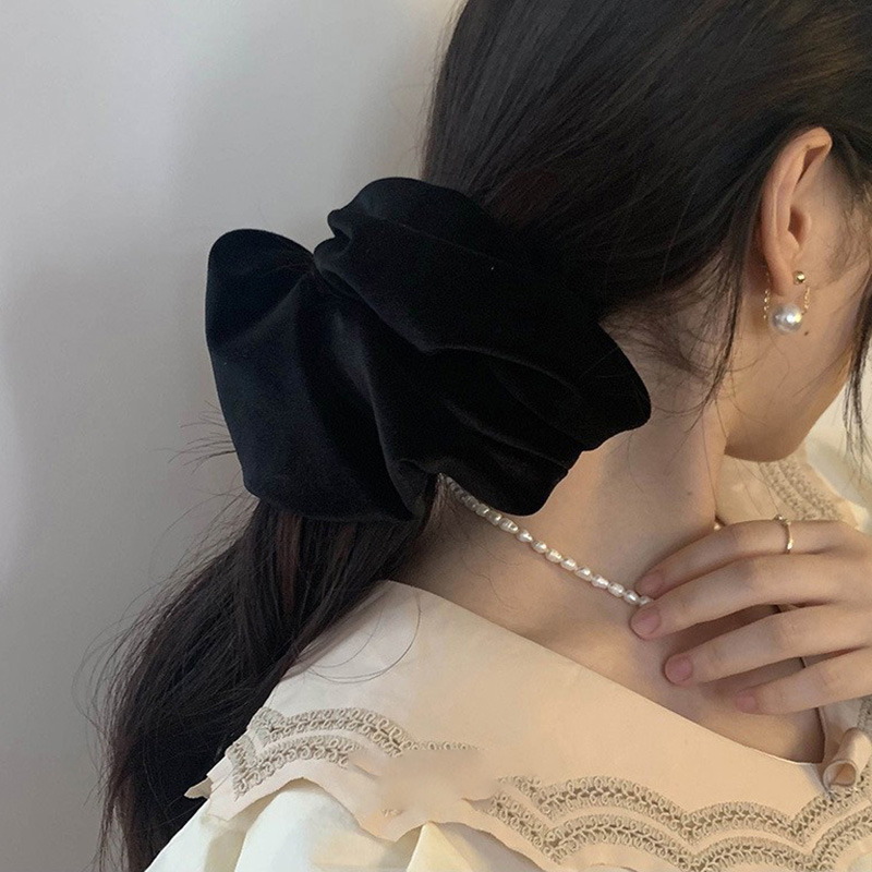 Hair Tie Velvet - Oversize Black Velvet Scrunchies Hair Ties