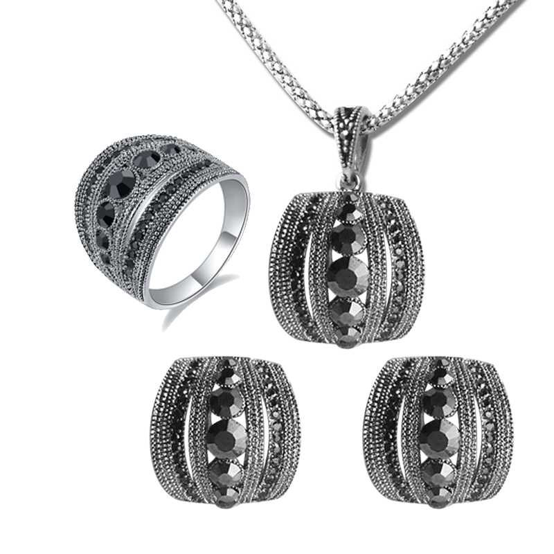 Women Jewelry Accessories For Black Dress - Size 6-10 Vintage Black Zircon Jewelry