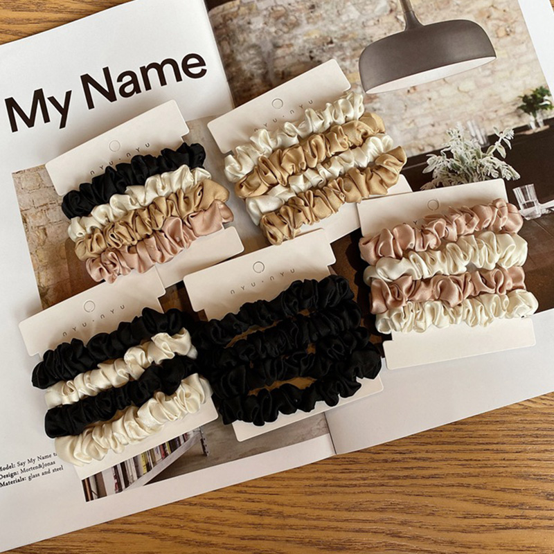 Hair Tie Velvet - 4PCS/Set Satin Silk Scrunchies Elastic Hair