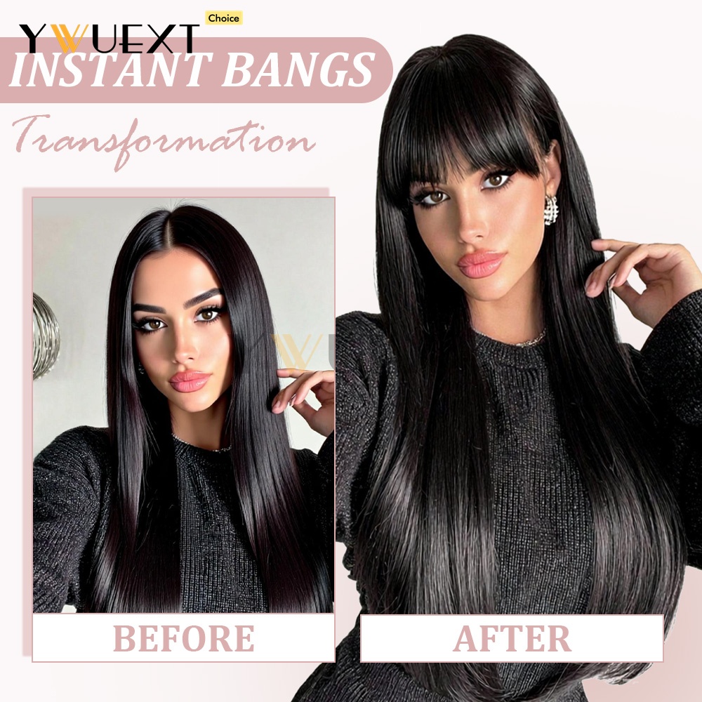 Clip In Human Hair Bangs Strai - Women Accessories Clearance ulasan dan harga