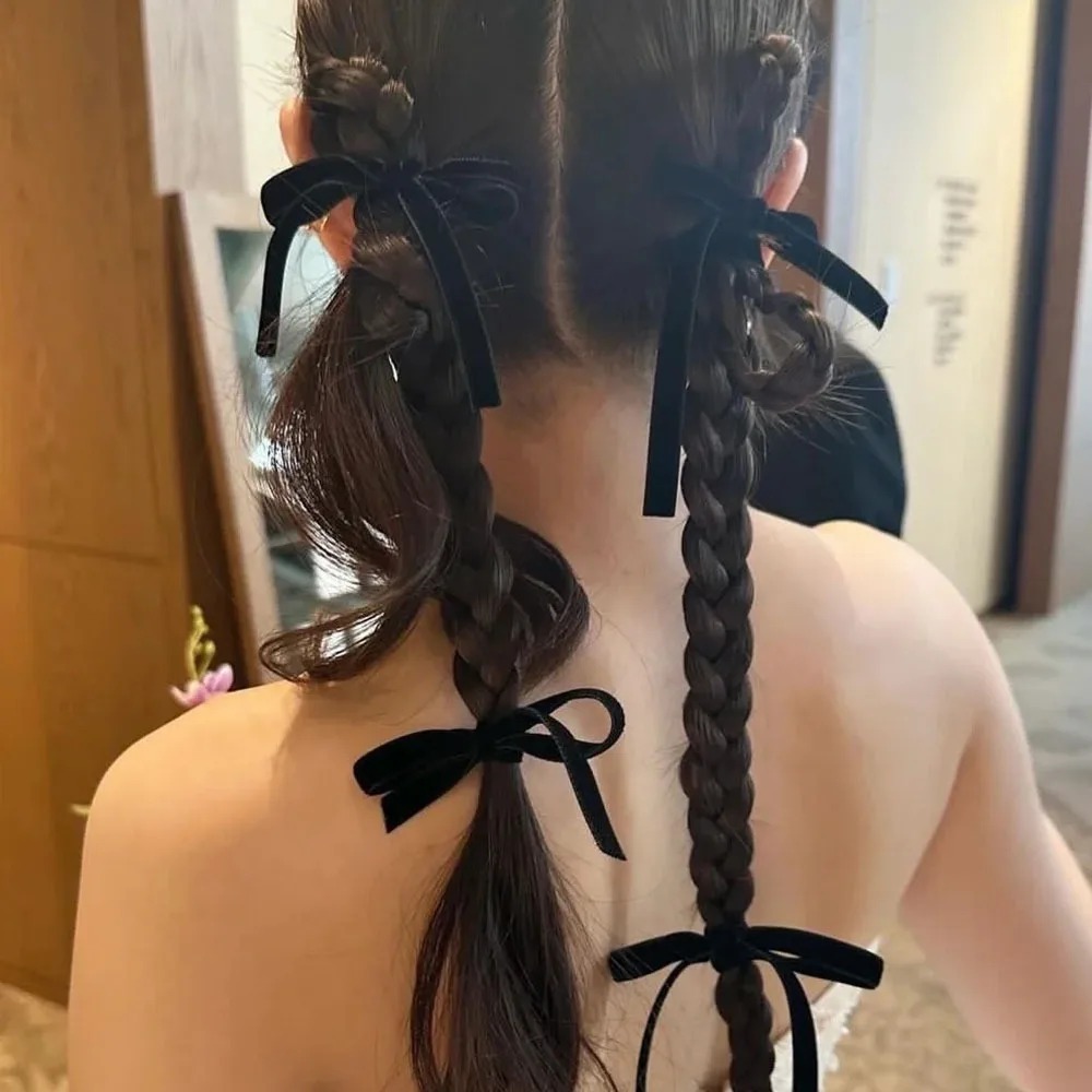 2Pcs Fashion Black Velvet Bow  - Hair Tie Velvet ulasan dan harga