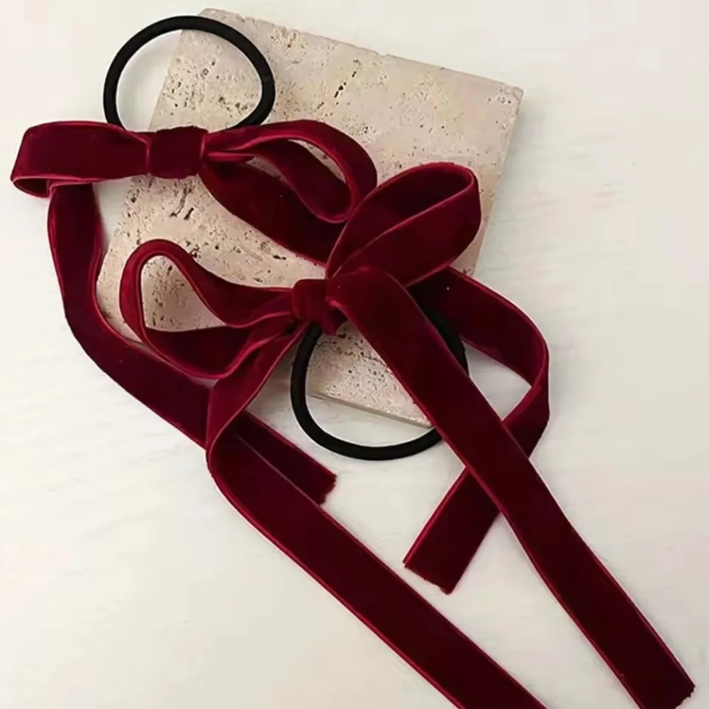 2Pcs Fashion Black Velvet Bow  - Hair Tie Velvet ulasan dan harga