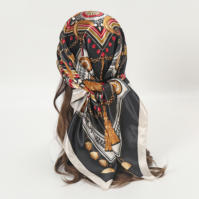 Satin Square Scarf Women Musli - Women Accessories Chain ulasan dan harga