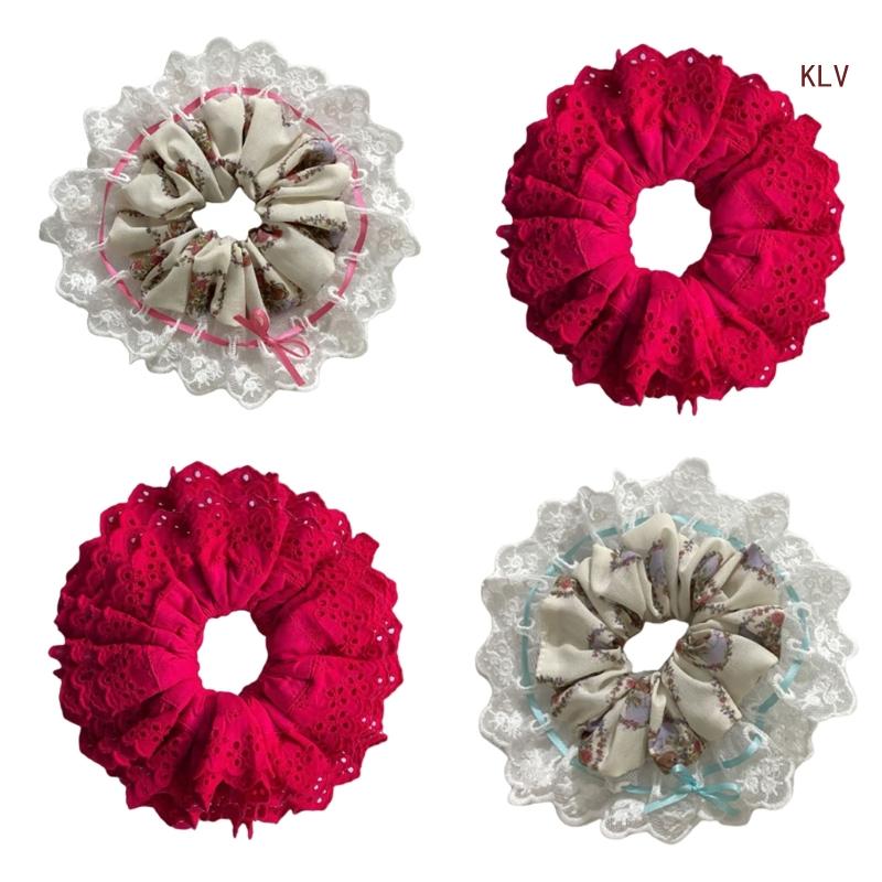 Solid Color Scrunchies Lace Ha - Hair Tie Velvet ulasan dan harga