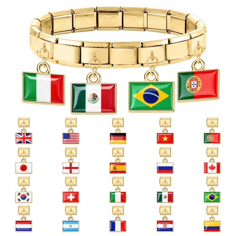 1Pcs 9×10mm Colorful World Fla - Women'S Accessories Manufacturers ulasan dan harga