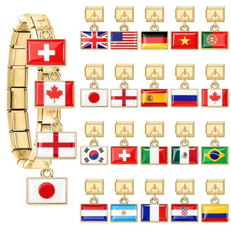1Pcs 9×10mm Colorful World Fla - Women'S Accessories Manufacturers ulasan dan harga
