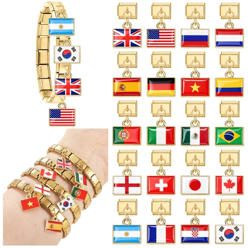 1Pcs 9×10mm Colorful World Fla - Women'S Accessories Manufacturers ulasan dan harga