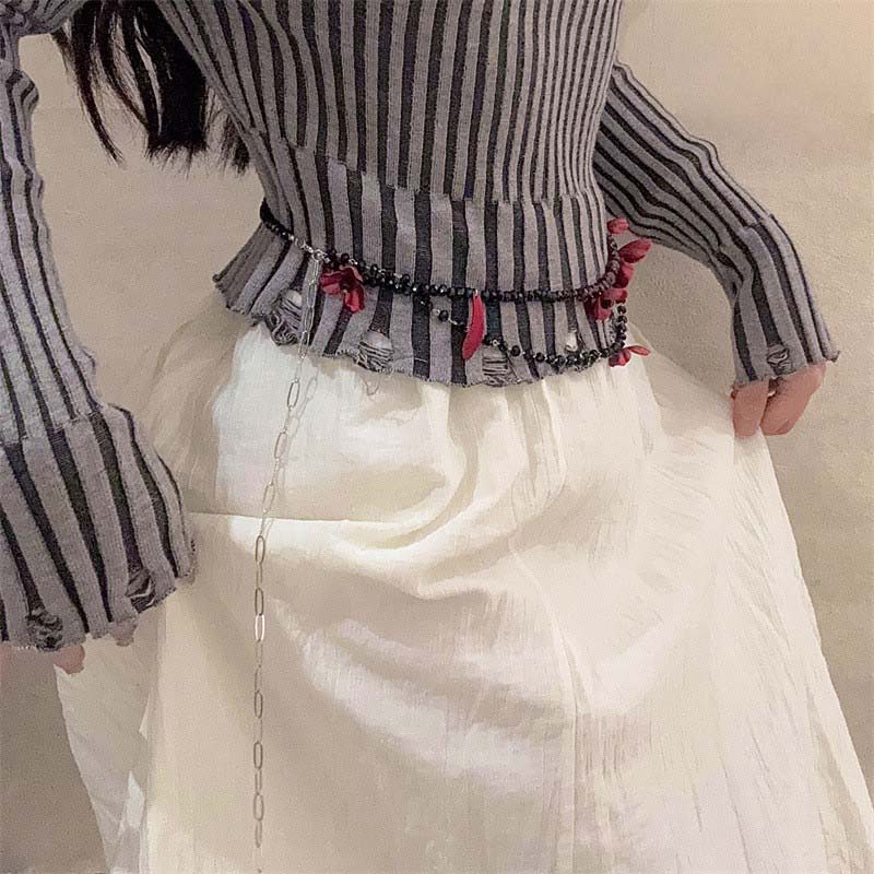 Vintage Red Flower Waist Chain - Women Jewelry Accessories For Black Dress ulasan dan harga