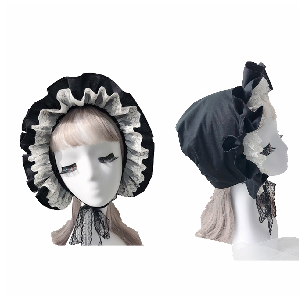 Lolita Ruffled Bonnet Hat Wome - Women'S Victorian Era Accessories ulasan dan harga