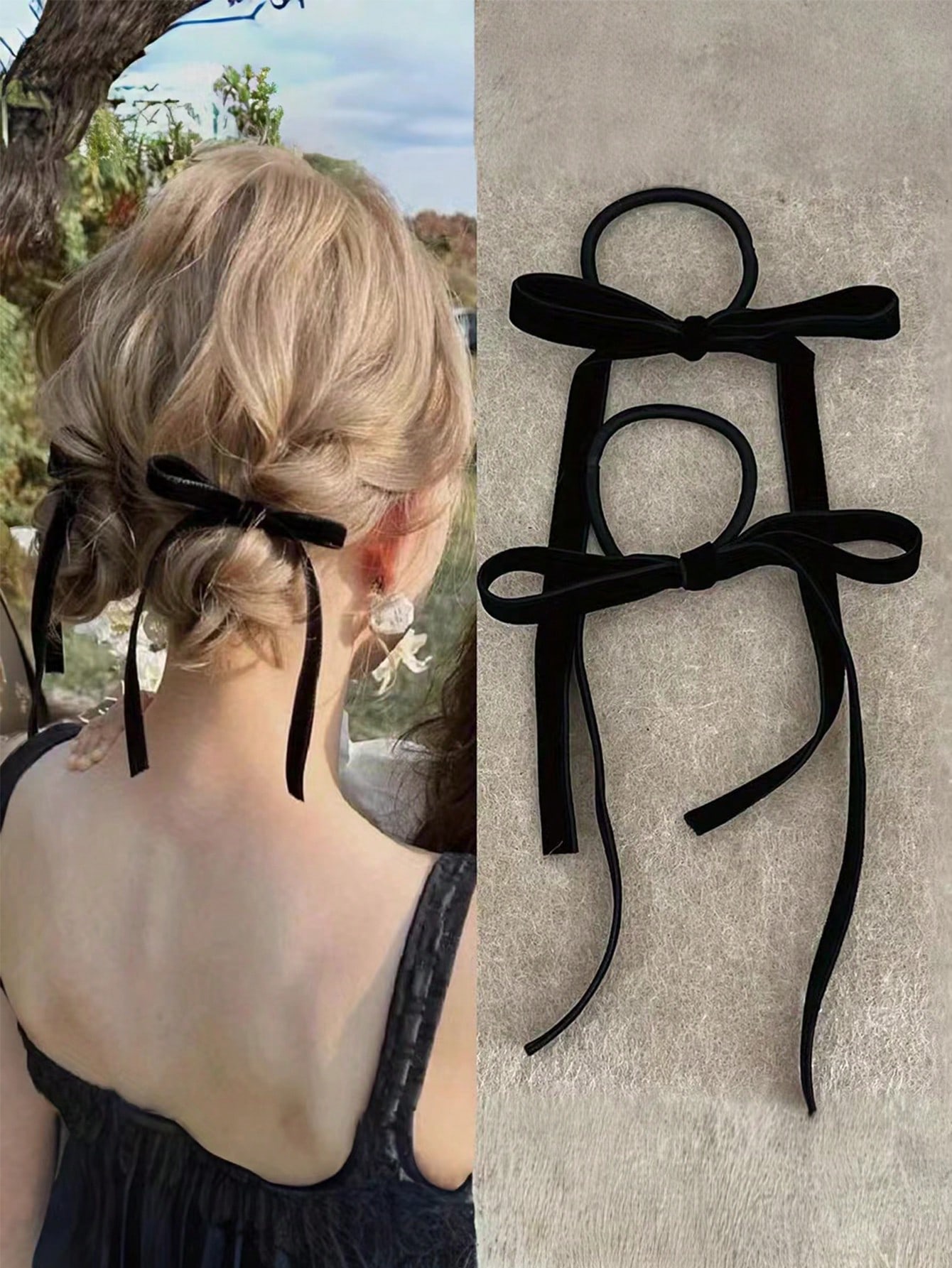 2/8pcs Fashion Black Velvet Bo - Hair Tie Velvet ulasan dan harga