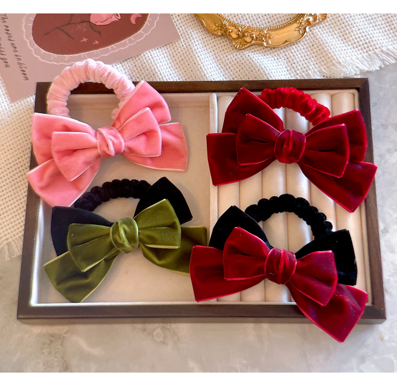 Cute Red Velvet Bow Hair Ties  - Hair Tie Velvet ulasan dan harga