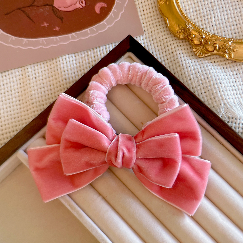 Cute Red Velvet Bow Hair Ties  - Hair Tie Velvet ulasan dan harga