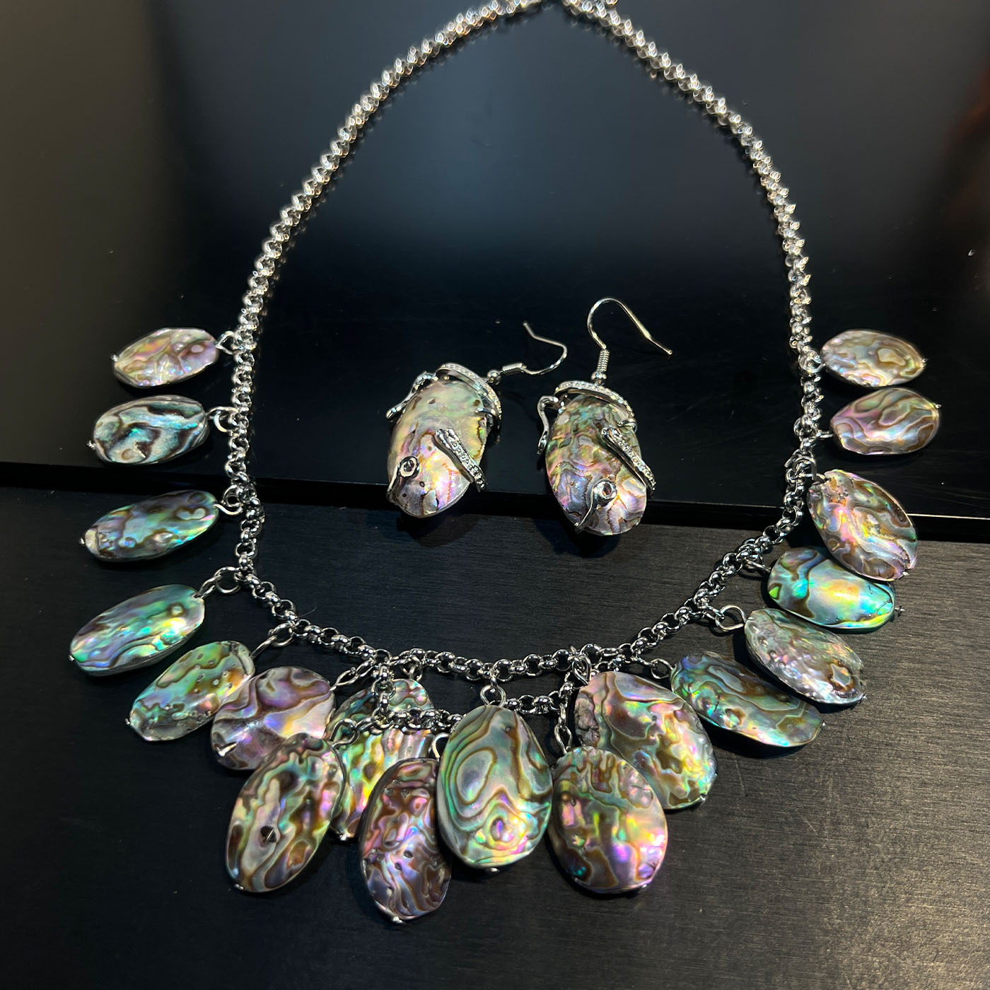 Set Jewelry Abalone white blac - Women Jewelry Accessories For Black Dress ulasan dan harga
