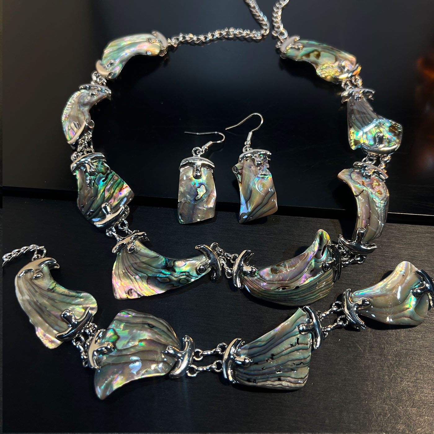 Set Jewelry Abalone white blac - Women Jewelry Accessories For Black Dress ulasan dan harga