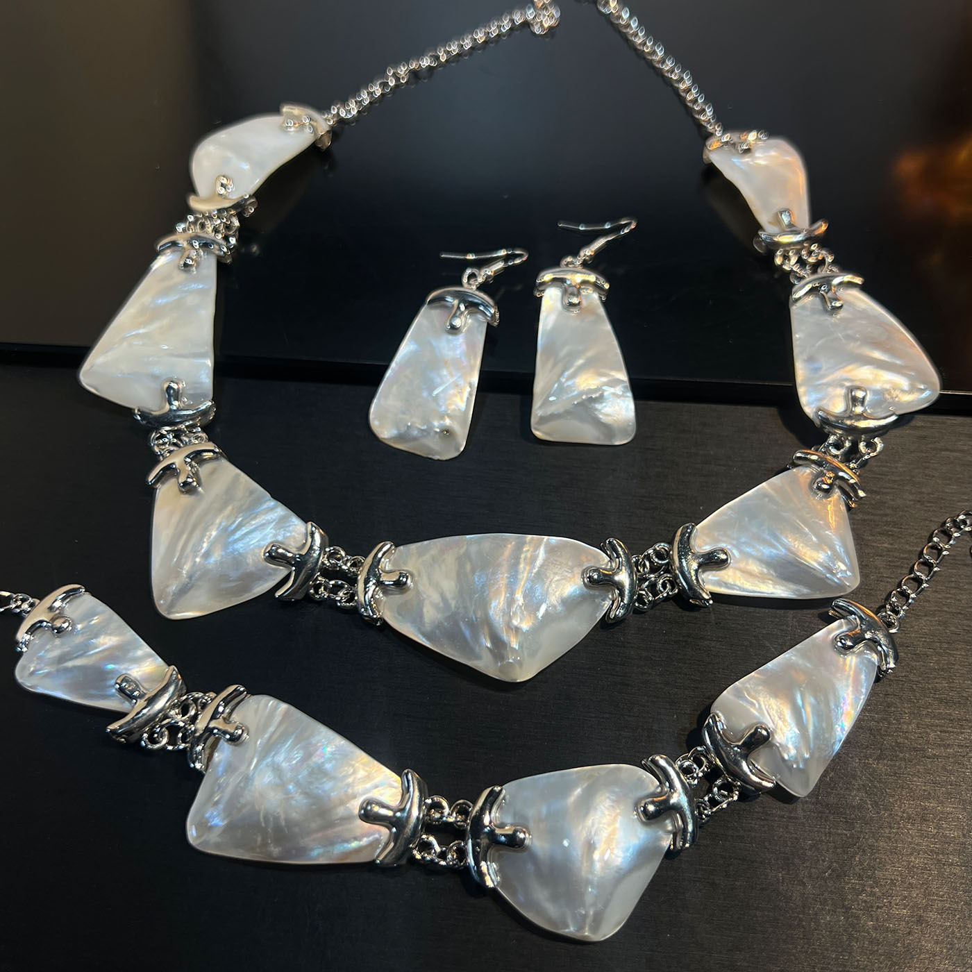 Set Jewelry Abalone white blac - Women Jewelry Accessories For Black Dress ulasan dan harga