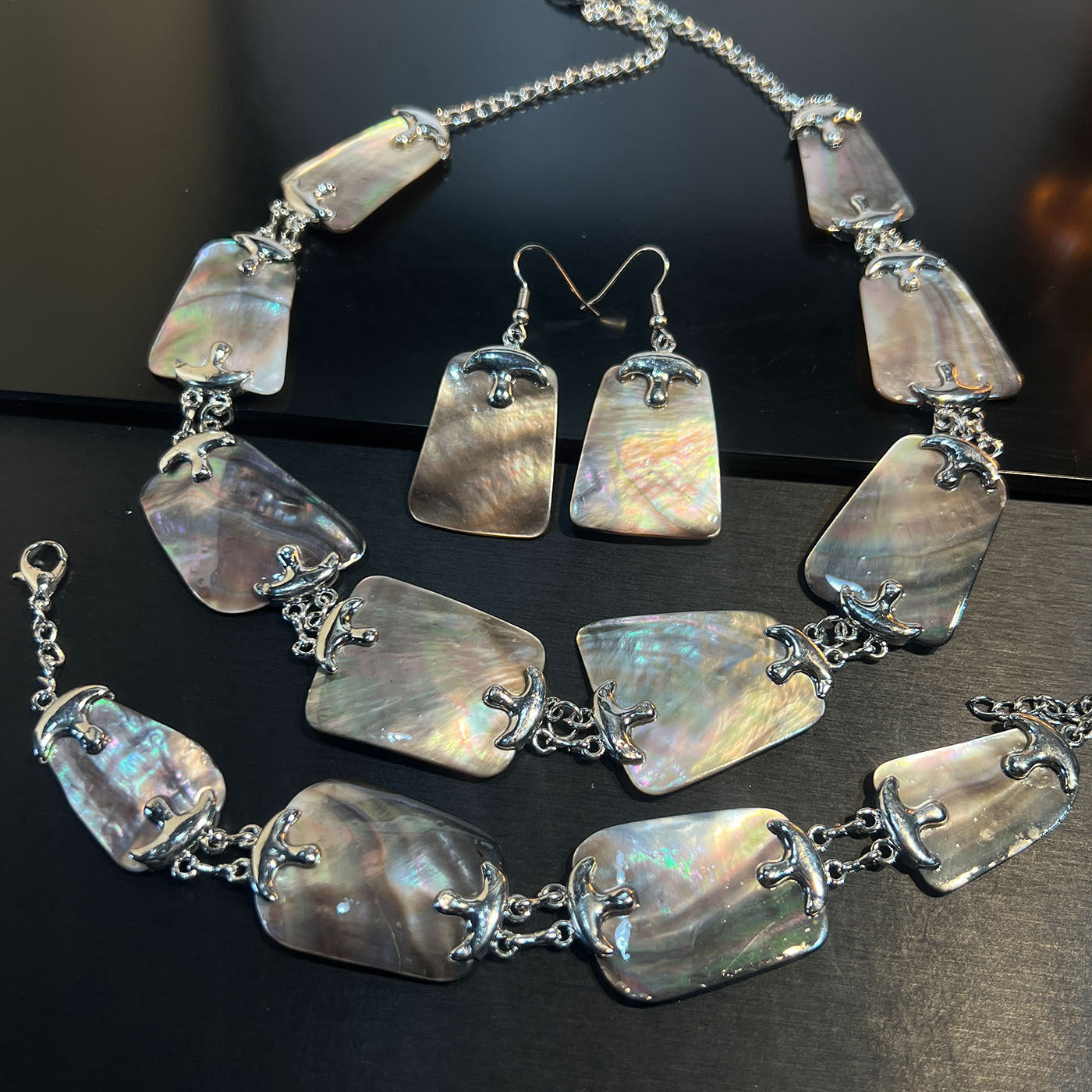 Set Jewelry Abalone white blac - Women Jewelry Accessories For Black Dress ulasan dan harga