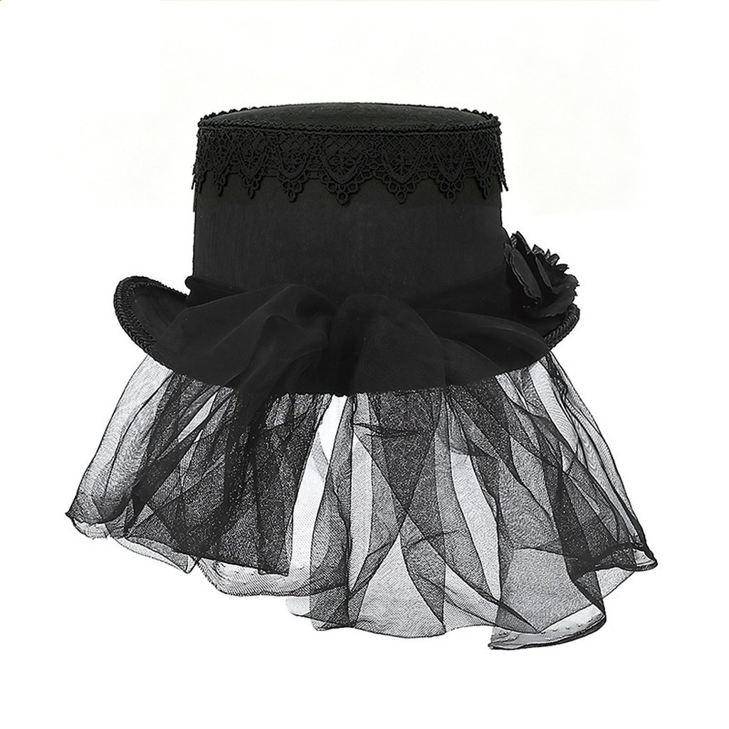 Gothic Black Lace Top Hat Vint - Women'S Victorian Era Accessories ulasan dan harga