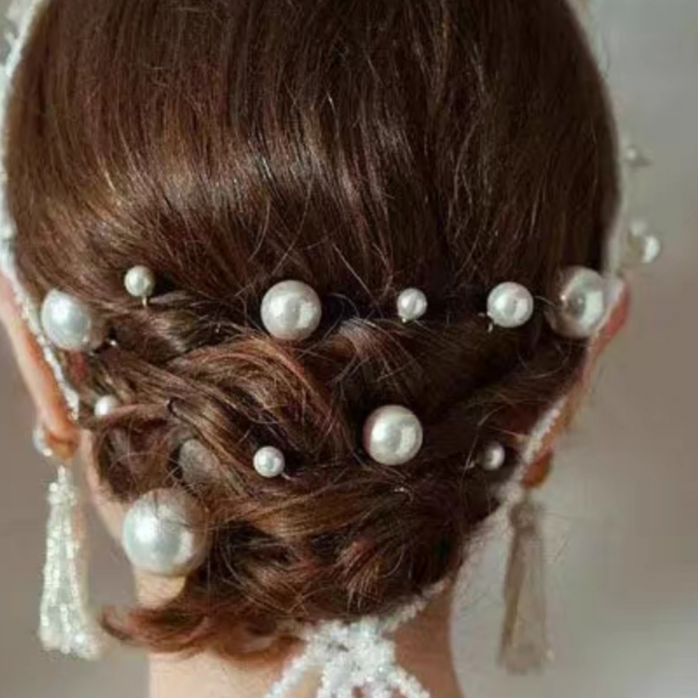 Pearl Crystal Hair Pins Comb S - Women Accessories Aesthetic ulasan dan harga