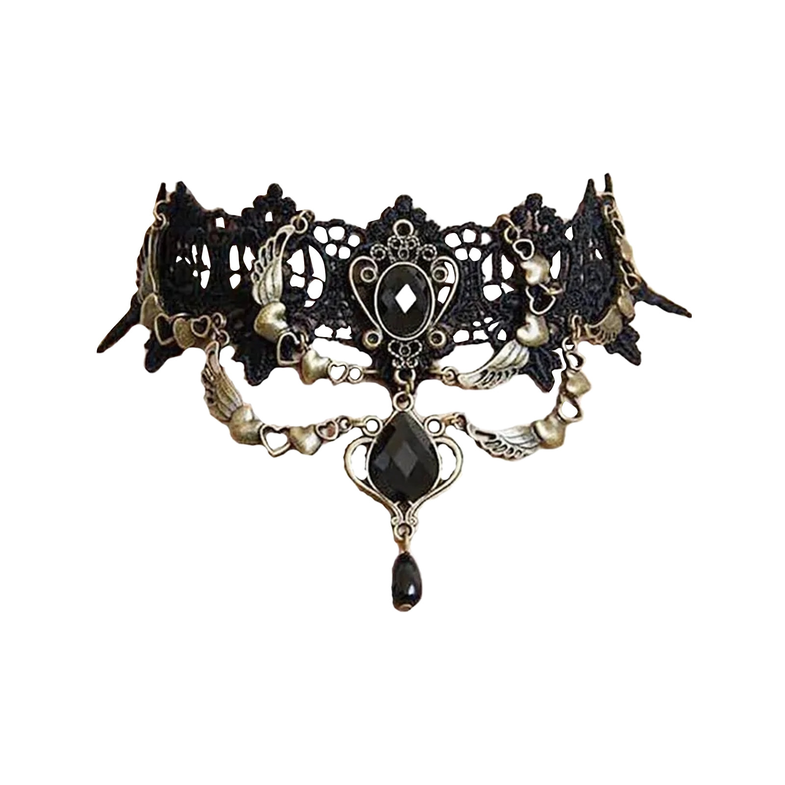 Court Gothic Black Lace Tie Ch - Women Jewelry Accessories For Black Dress ulasan dan harga