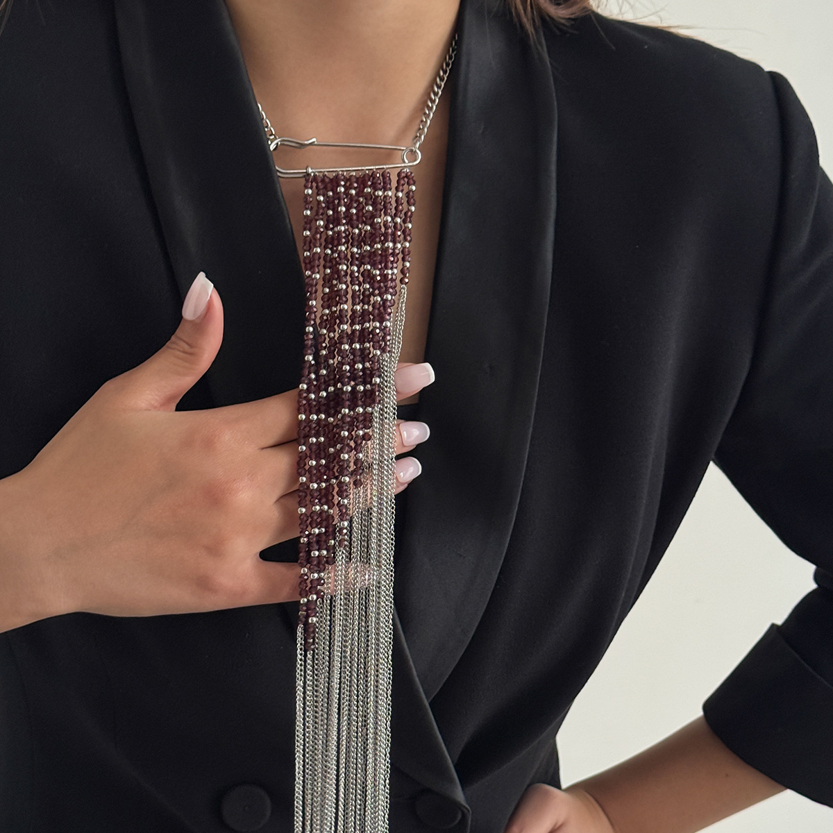 Silver Color Tassel Chain Broo - Women'S Accessories Jewelry ulasan dan harga