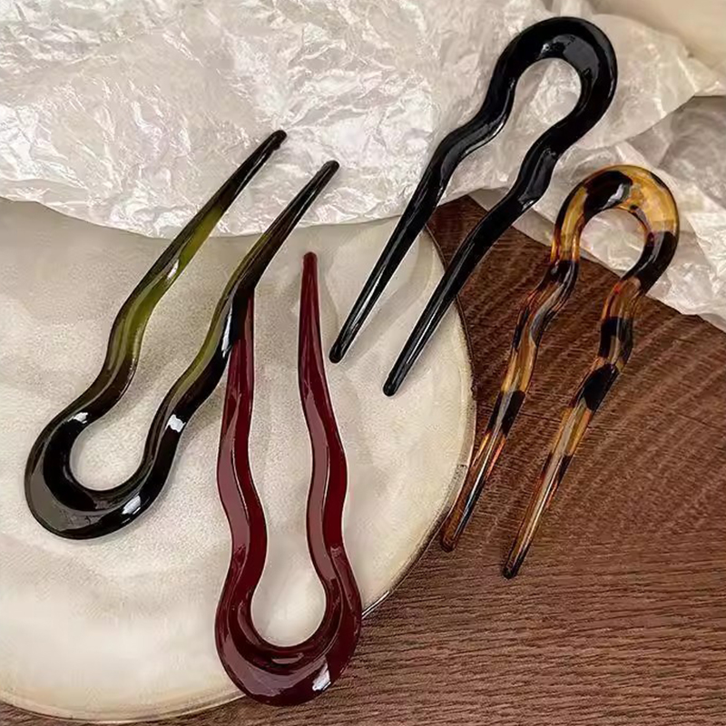 Elegant Acrylic U-shaped Hairp - Women Accessories Aesthetic ulasan dan harga