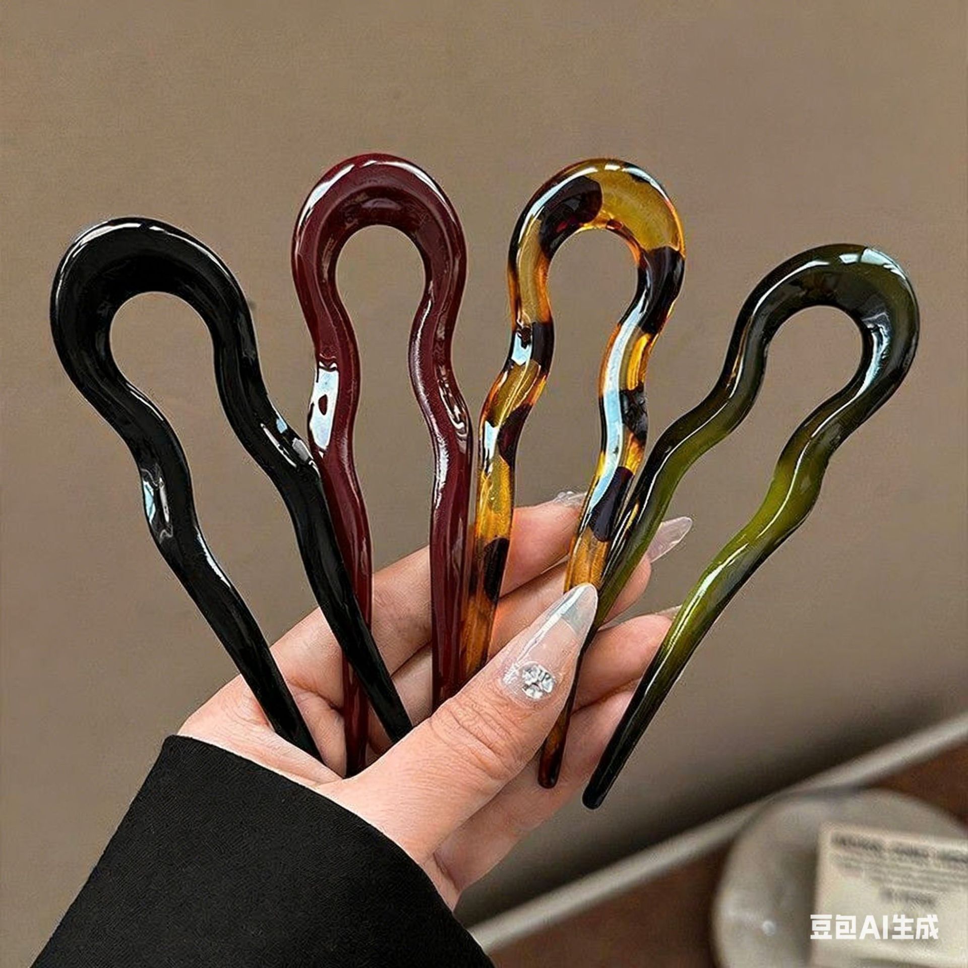 Elegant Acrylic U-shaped Hairp - Women Accessories Aesthetic ulasan dan harga